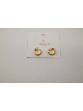 NWT Josslyn Vintage Cloisonné Floral Huggie Hoop Gold Tone Enamel Earrings